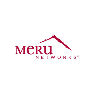 A red mountain is on the logo of meru networks.