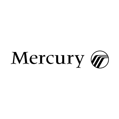 A black and white logo of mercury.
